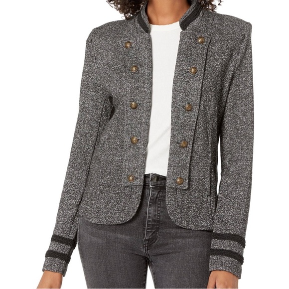 NWT Tommy Hilfiger Women's Marled Military Band Jacket Blazer Grey - Picture 4 of 8